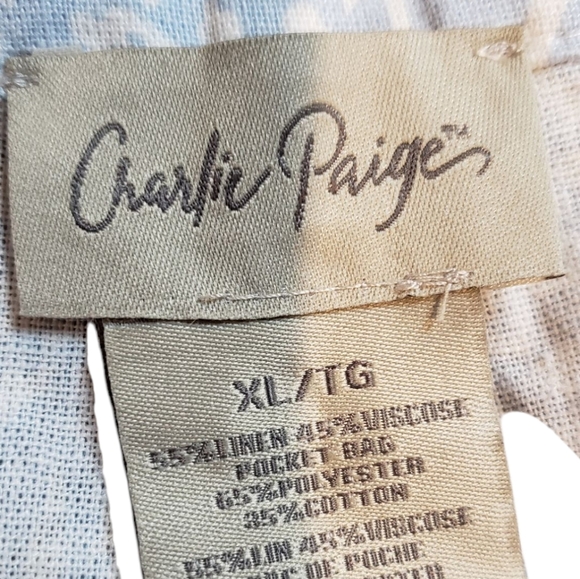 Charlie Paige Blue & White Leopard Peint Linen Shorts NEW XL - Picture 4 of 5